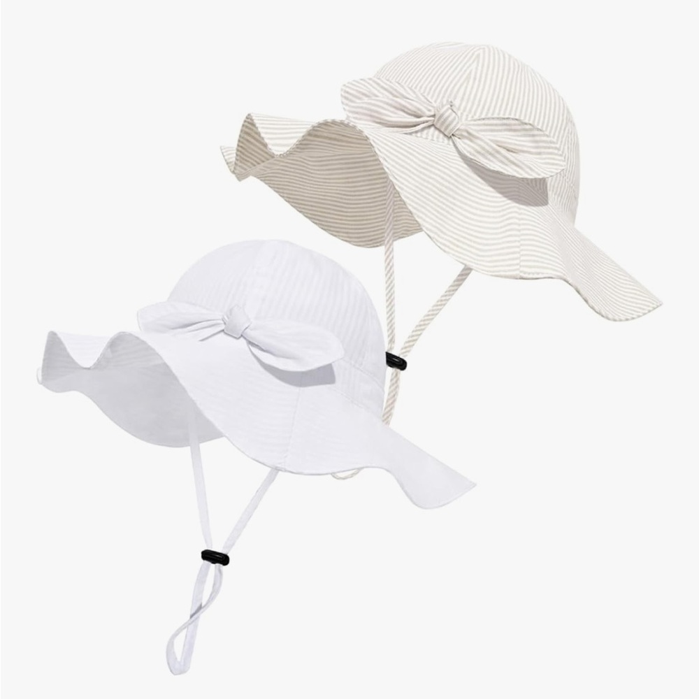 *5/$20 or $3/$15* Baby Girl 0-6 months Adjustable Wide Brim Bucket Hats UPF 50+